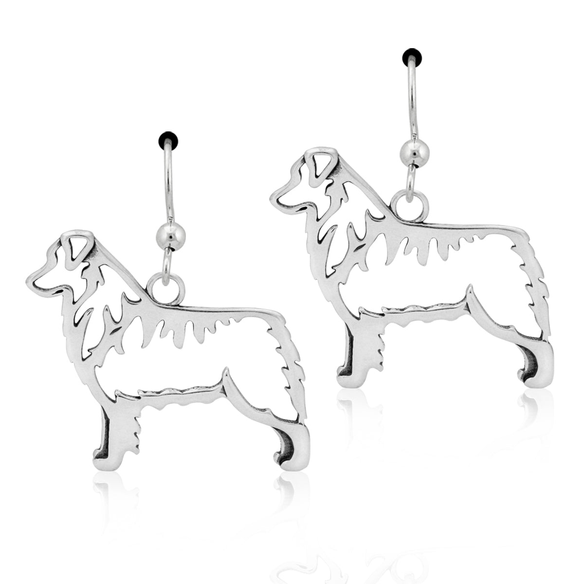 Sterling Silver Australian Shepherd Earrings