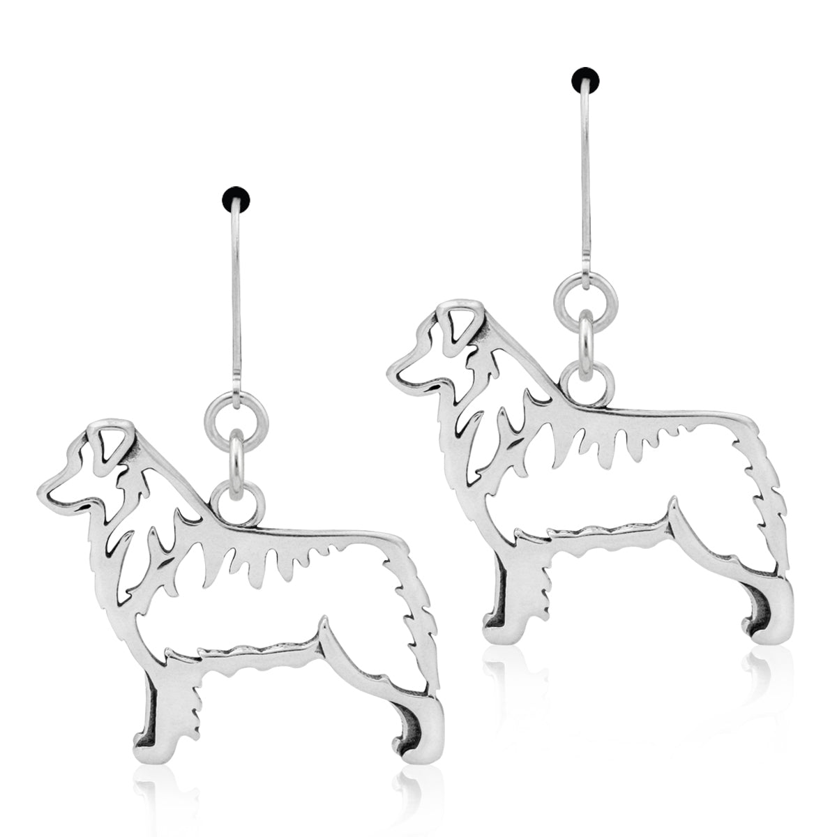 Sterling Silver Australian Shepherd Earrings