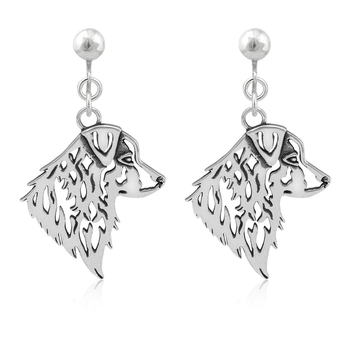 Australian Shepherd Earrings in Sterling Silver