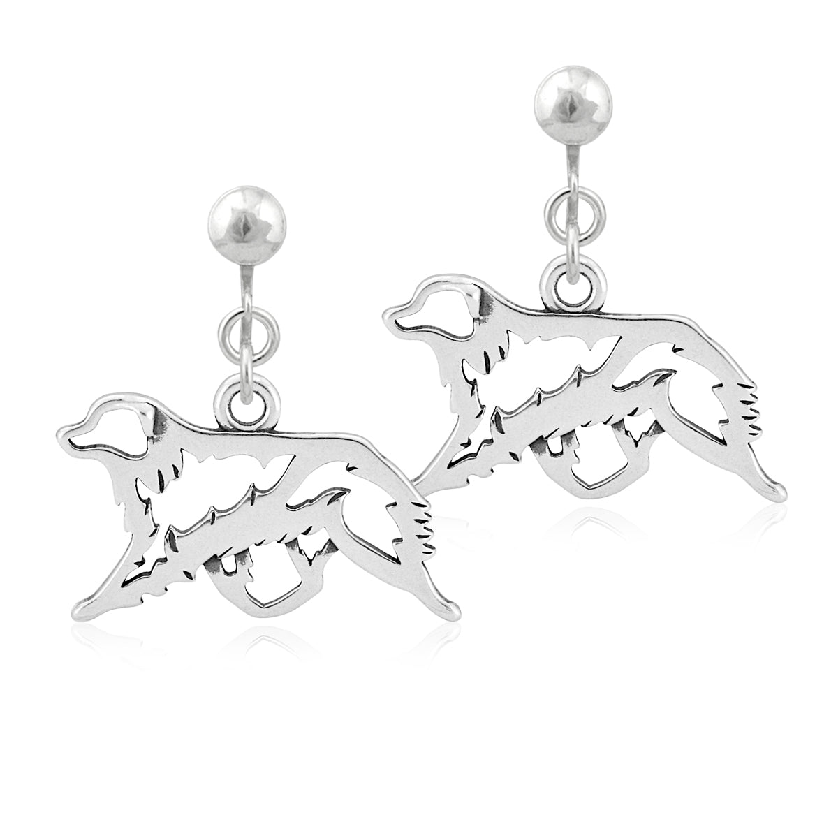 Sterling Silver Australian Shepherd Dangle Earrings