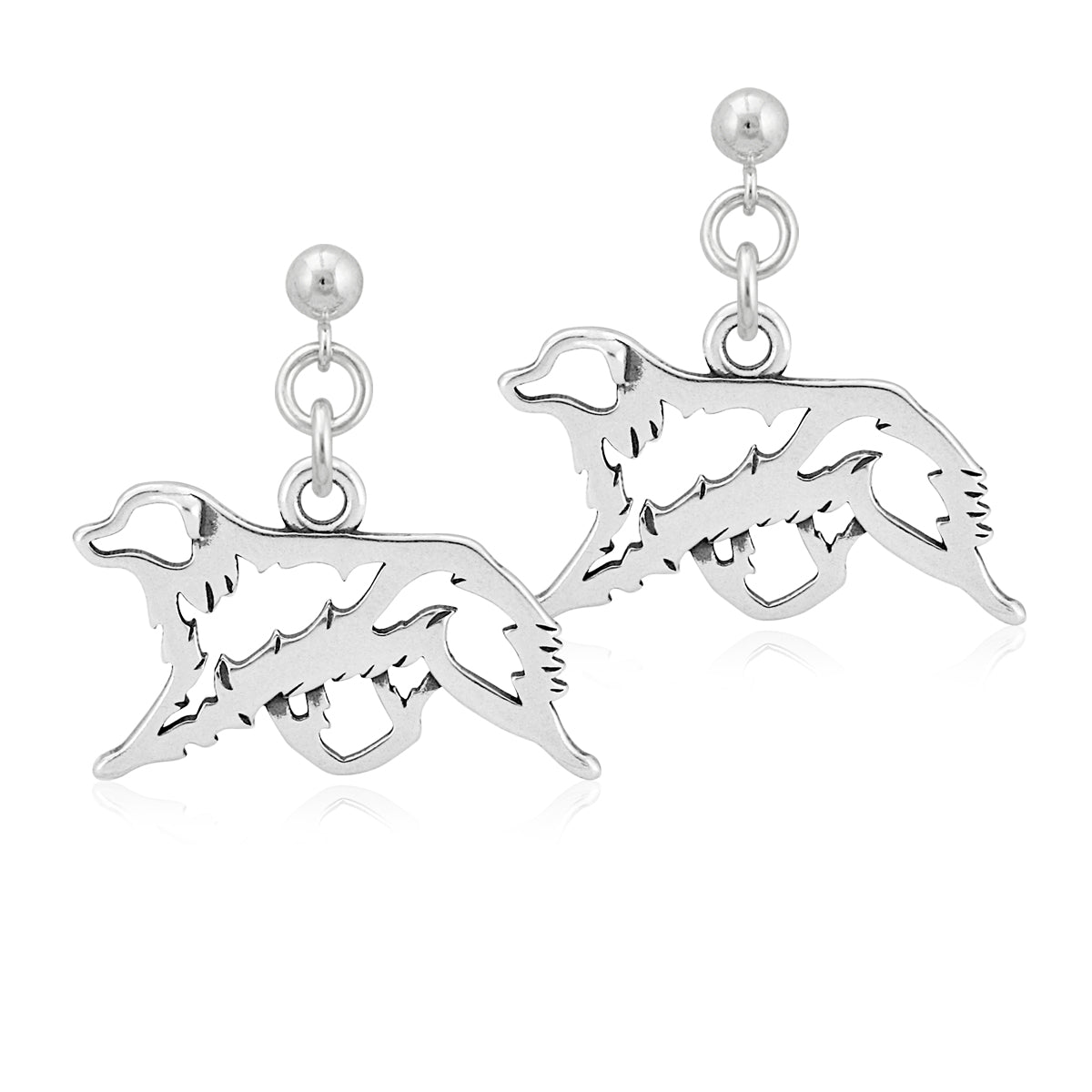 Sterling Silver Australian Shepherd Dangle Earrings