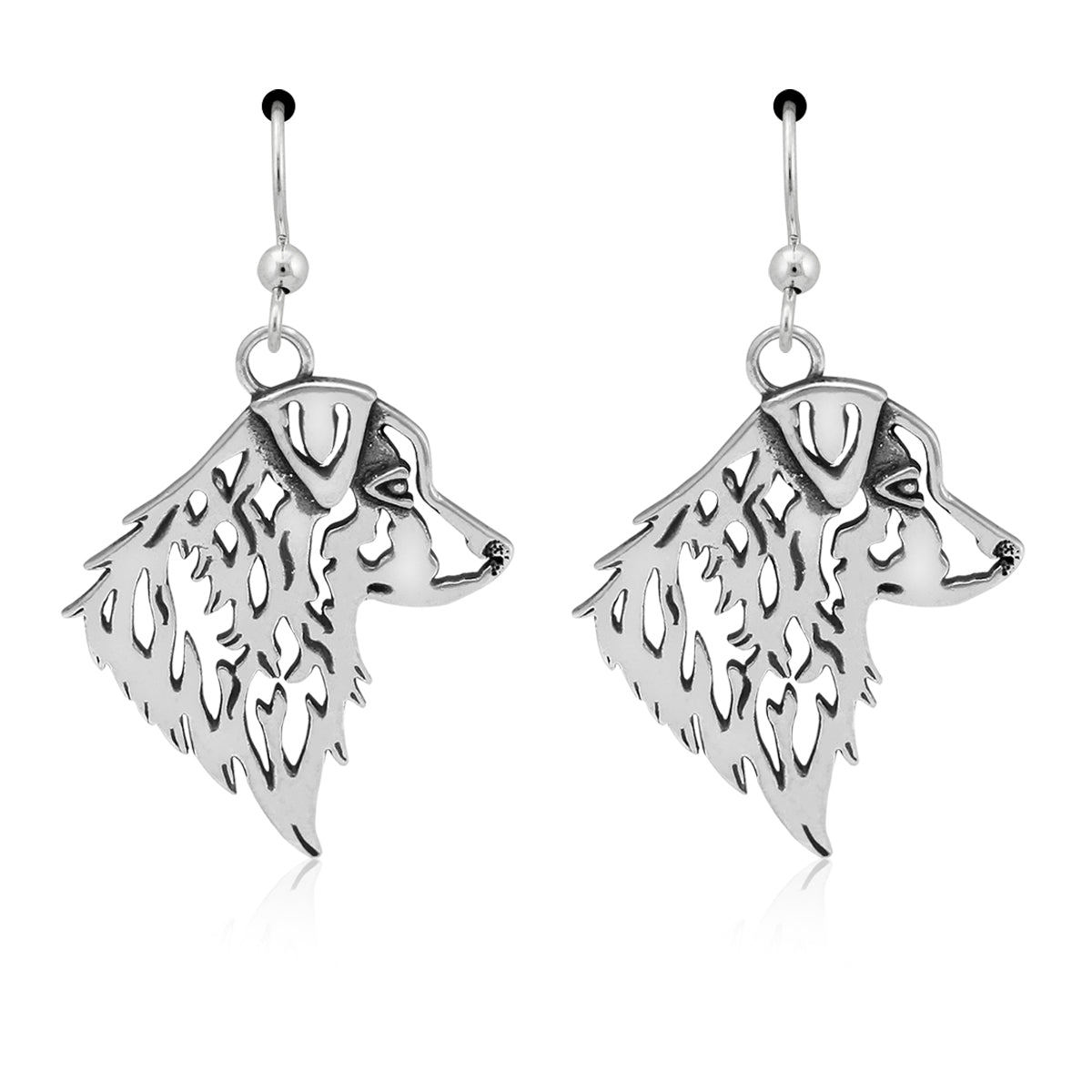 Australian Shepherd Earrings in Sterling Silver