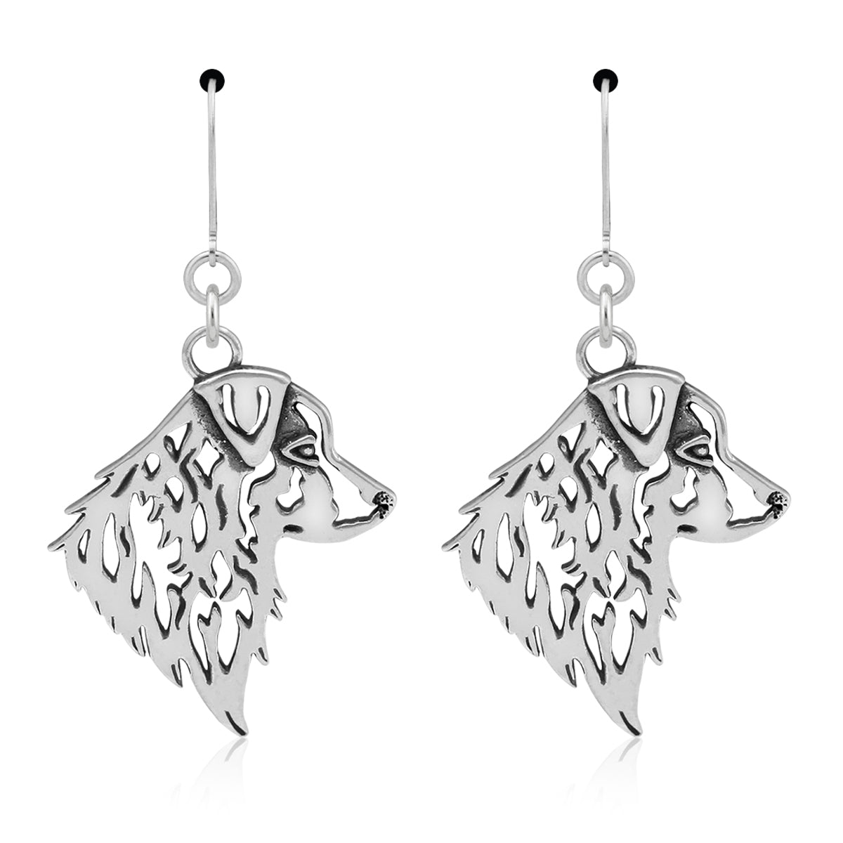 Australian Shepherd Earrings in Sterling Silver