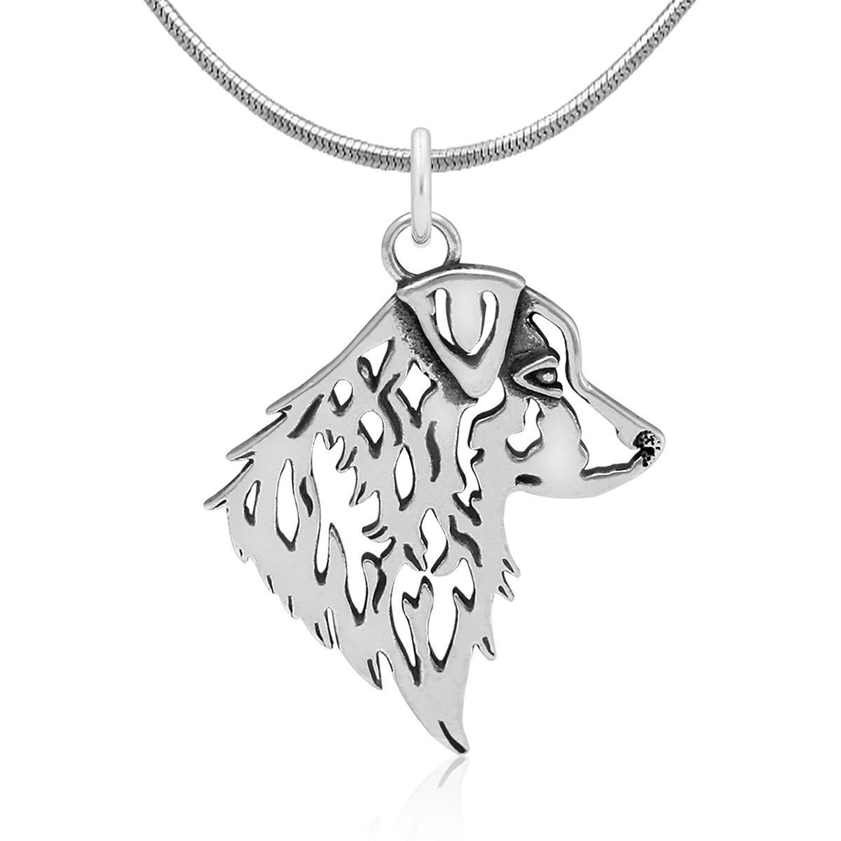 Australian Shepherd Necklace in Sterling Silver
