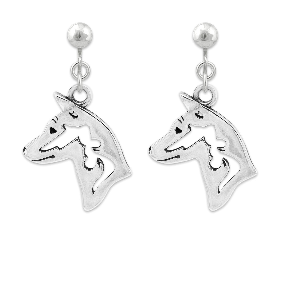 Basenji Earrings in Sterling Silver