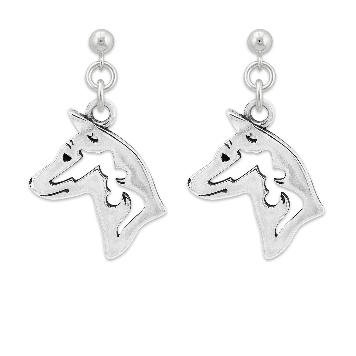 Basenji Earrings in Sterling Silver