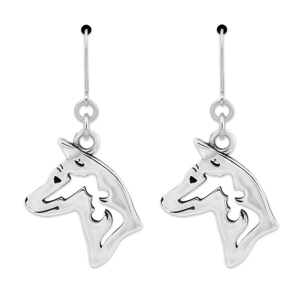 Basenji Earrings in Sterling Silver