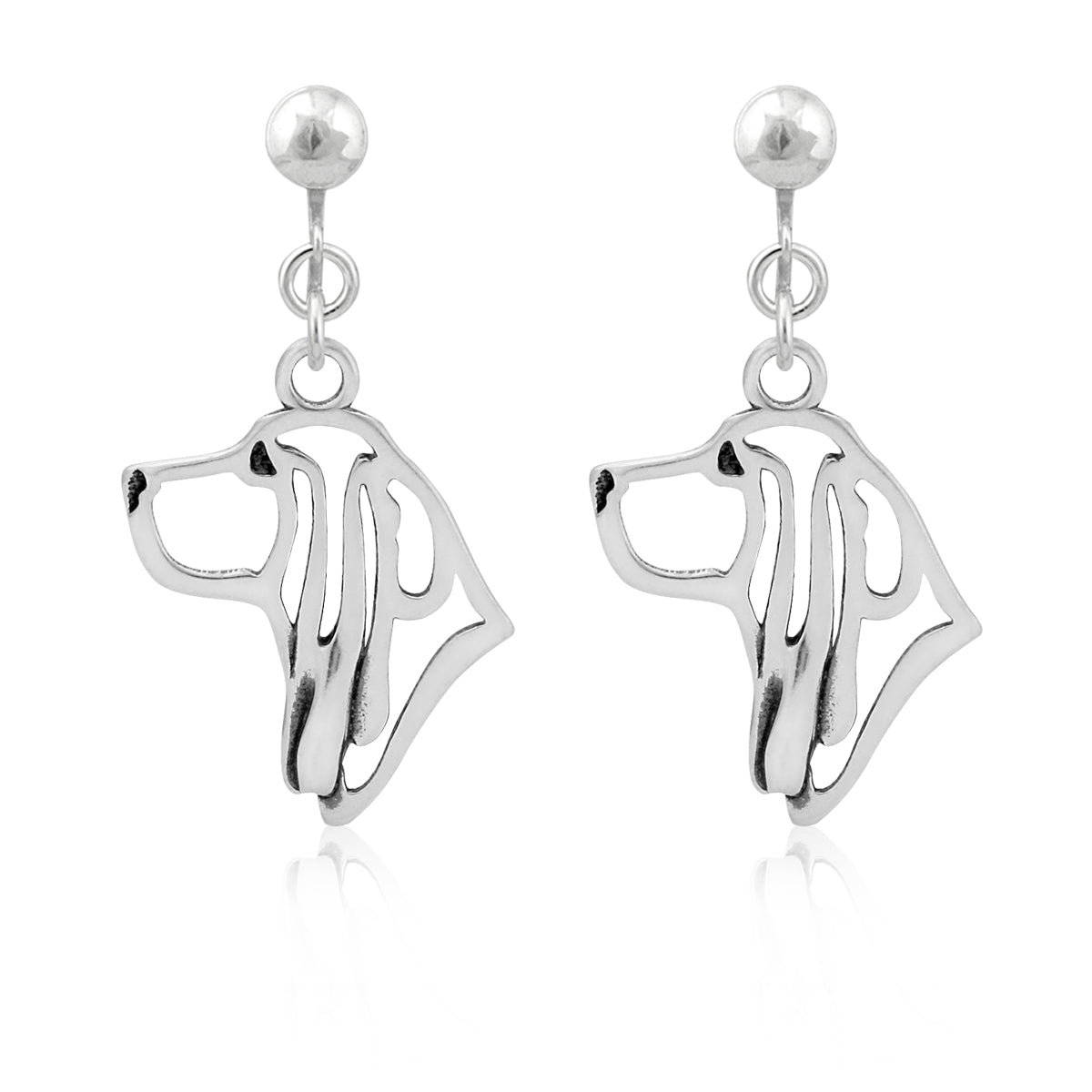 Basset Hound Earrings in Sterling Silver