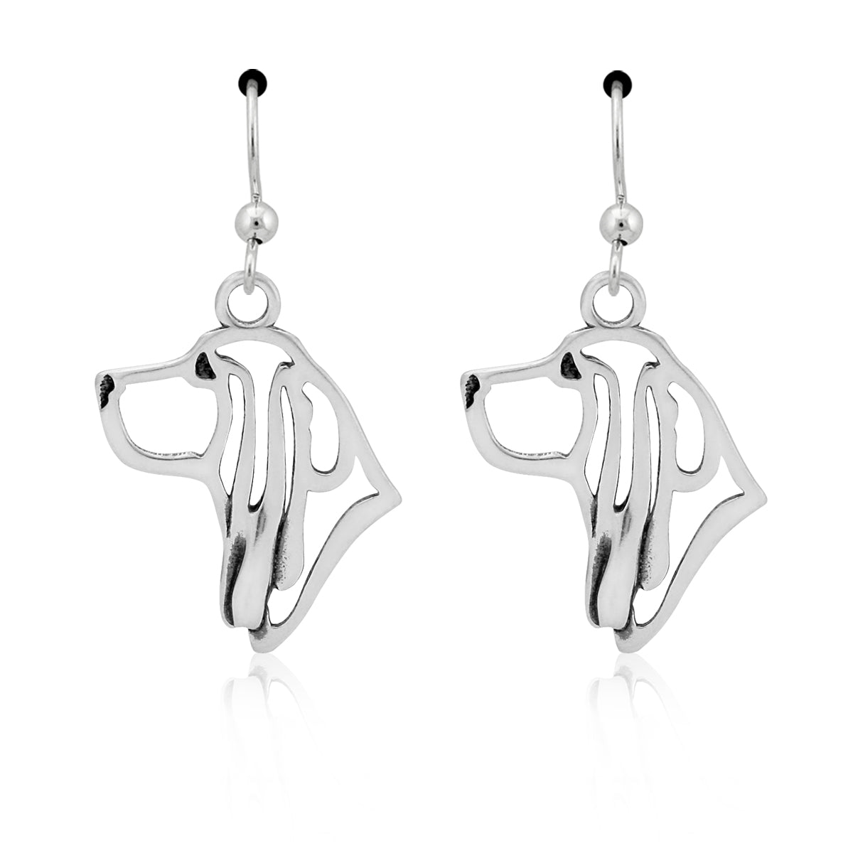 Basset Hound Earrings in Sterling Silver