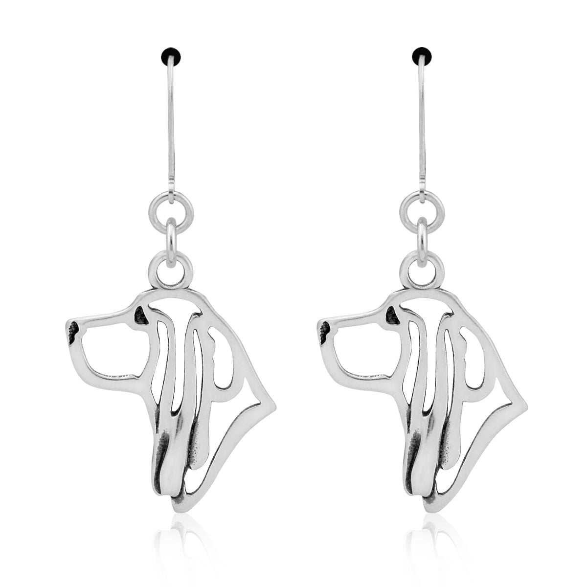 Basset Hound Earrings in Sterling Silver