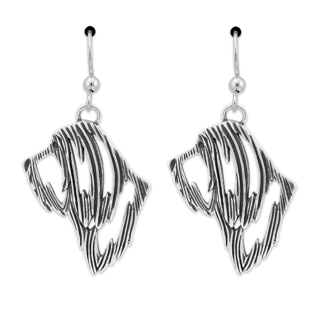 Bearded Collie Earrings in Sterling Silver