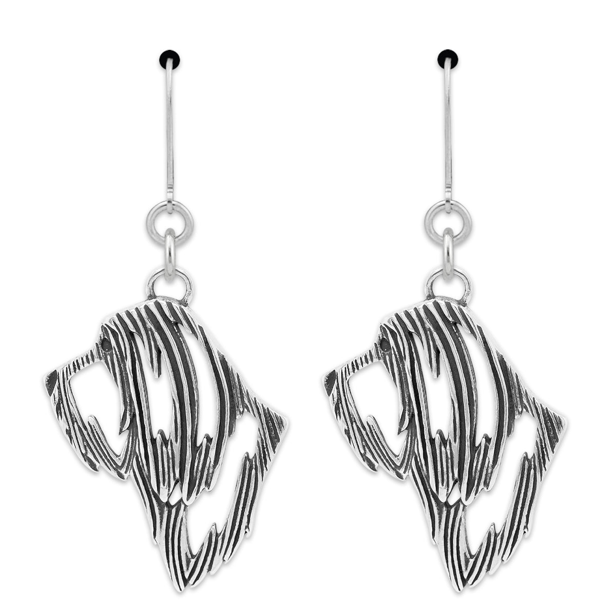 Bearded Collie Earrings in Sterling Silver