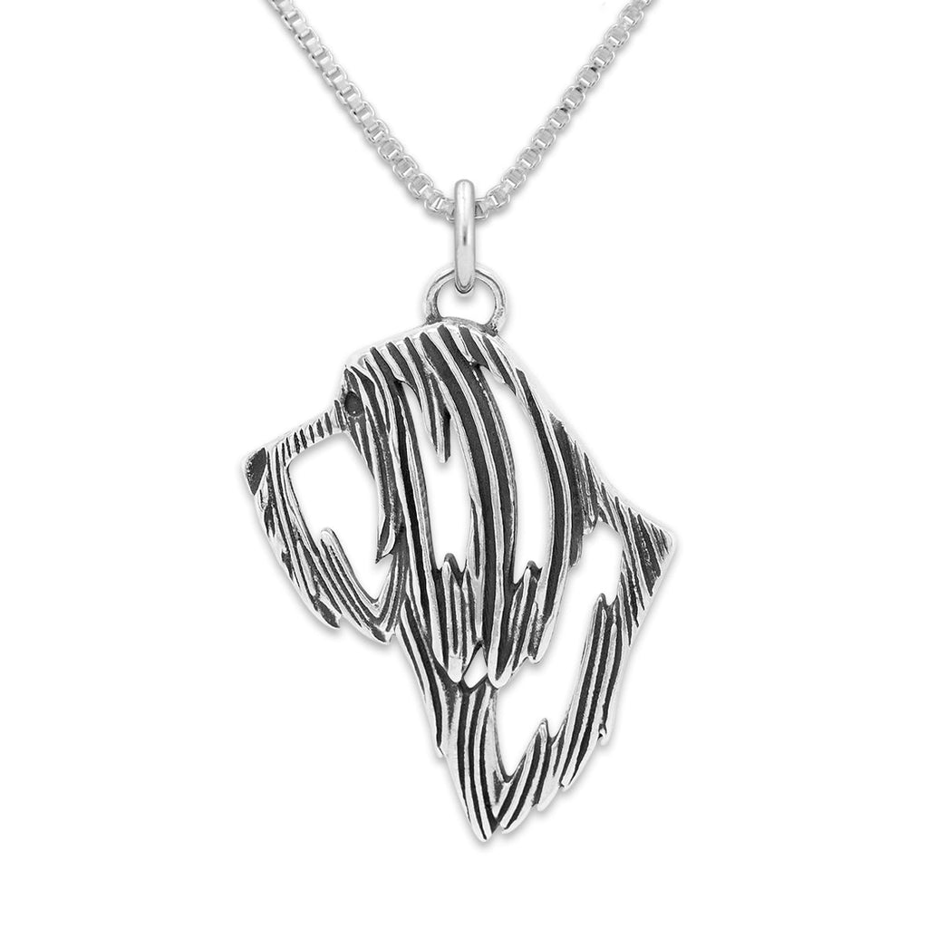 Bearded Collie Necklace in Sterling Silver
