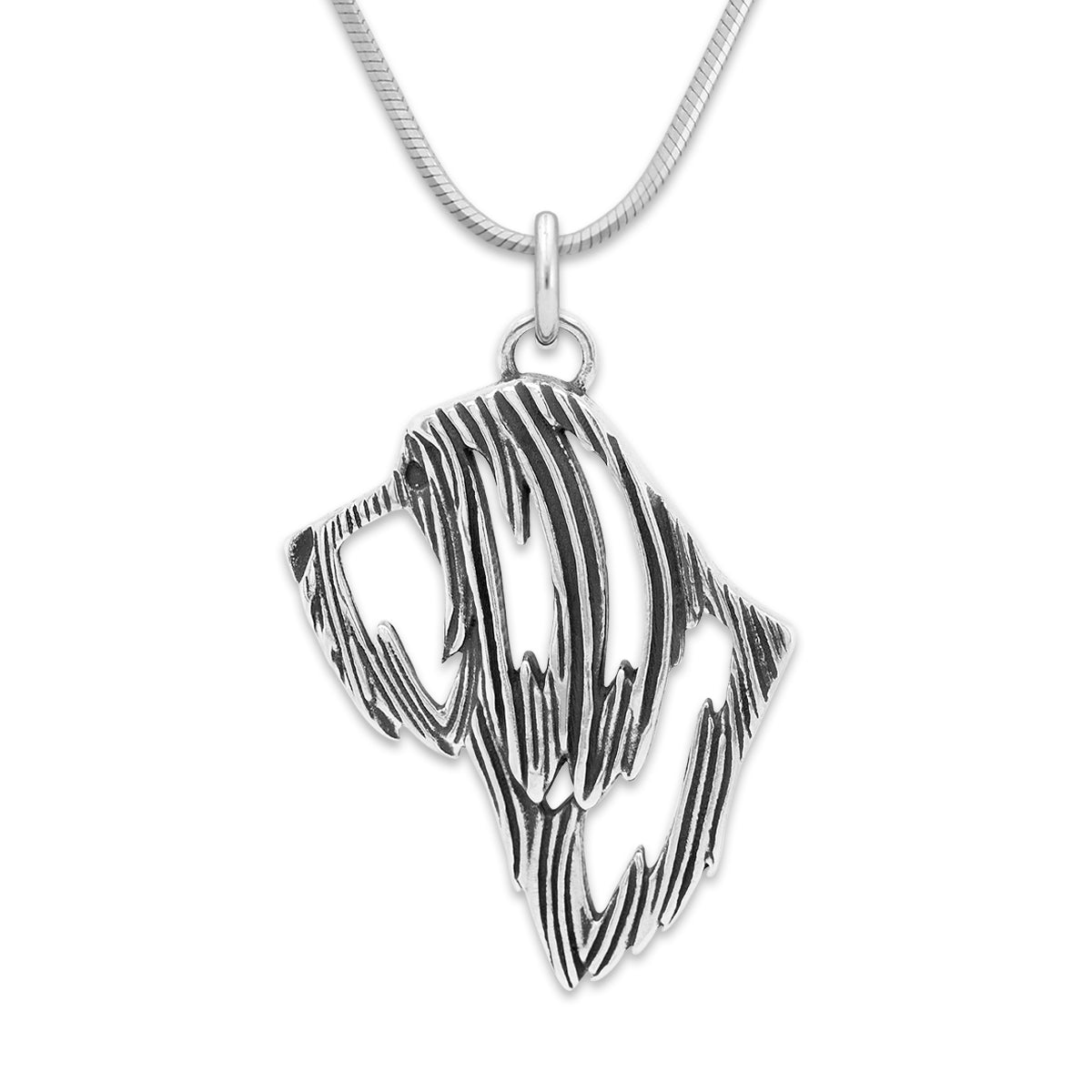 Bearded Collie Necklace in Sterling Silver