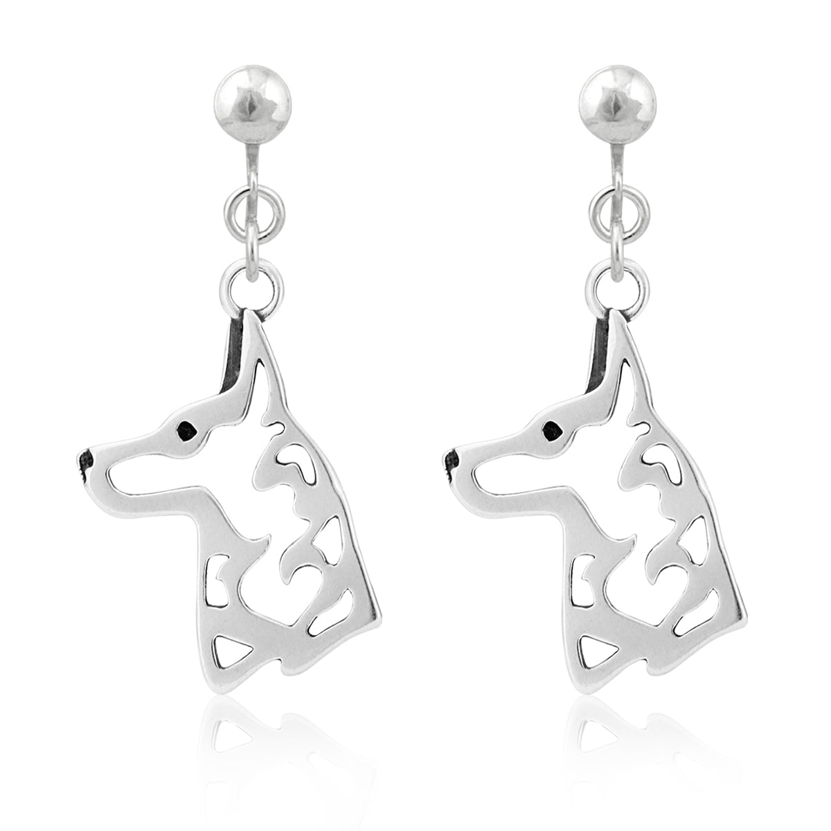 Belgian Malinois Earrings in Sterling Silver