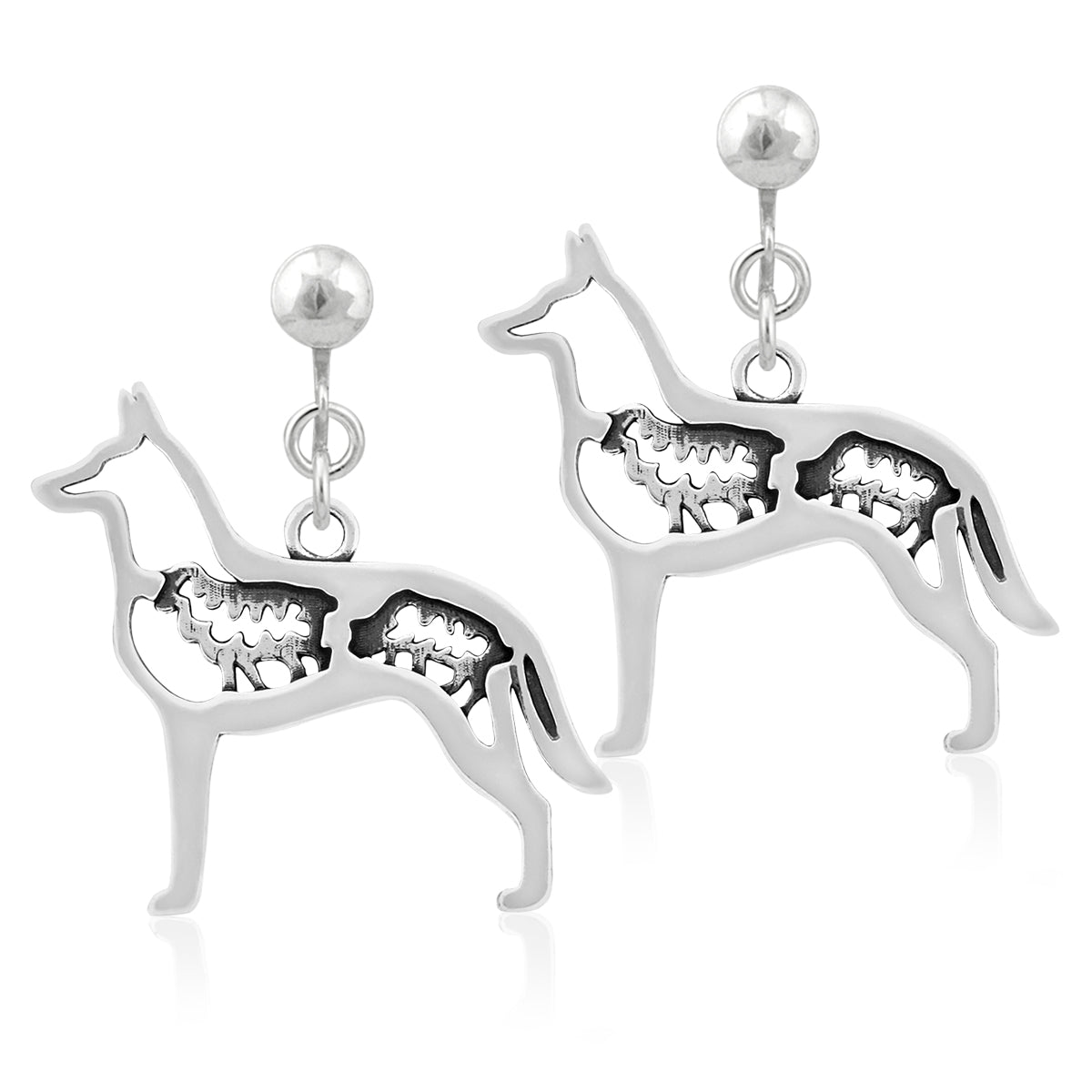 Sterling Silver Belgian Malinois Earrings