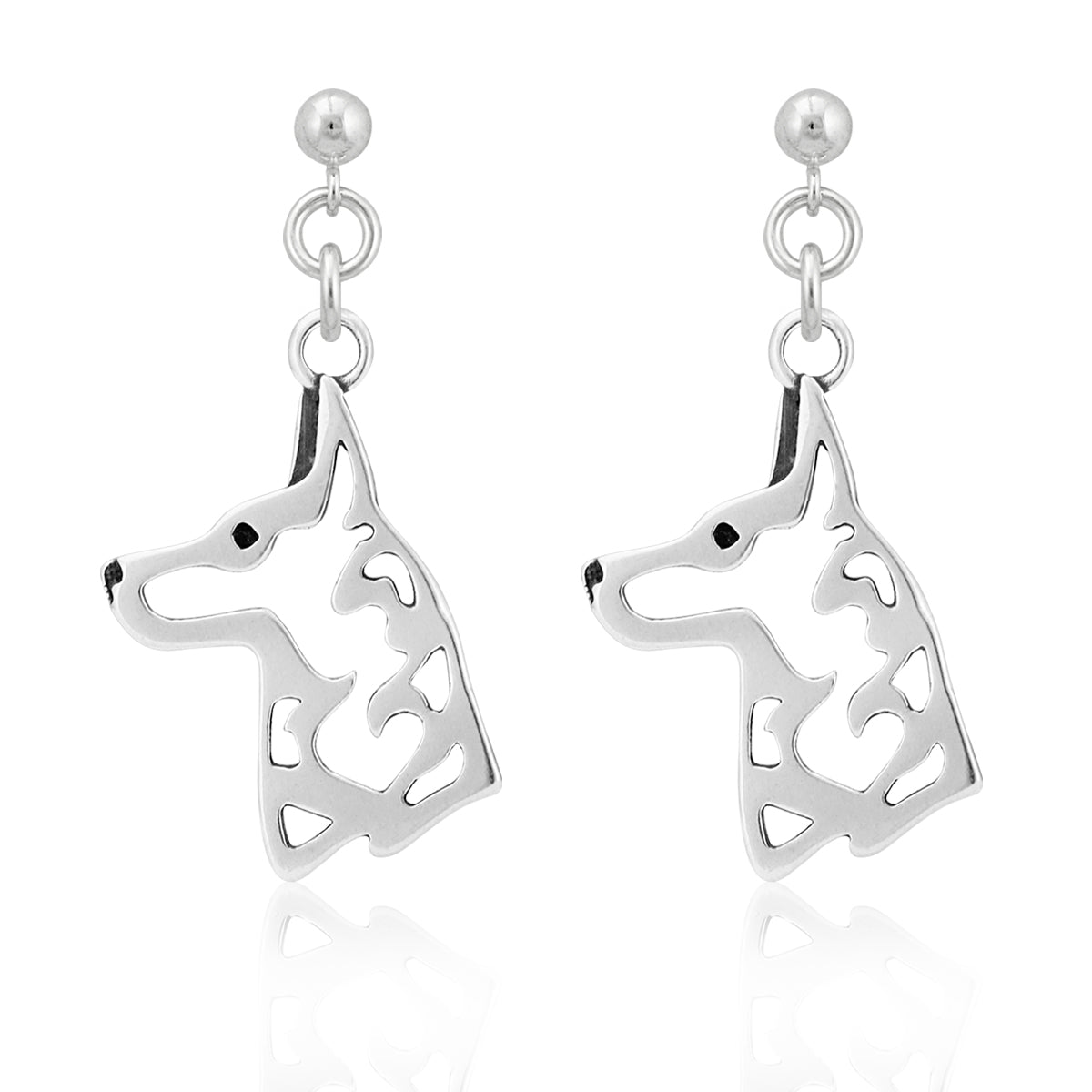 Belgian Malinois Earrings in Sterling Silver