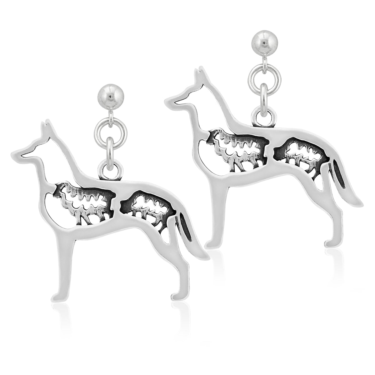 Sterling Silver Belgian Malinois Earrings
