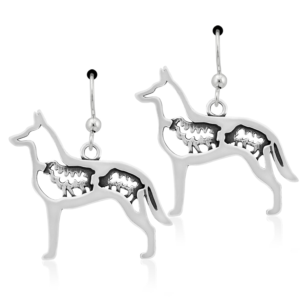Sterling Silver Belgian Malinois Earrings