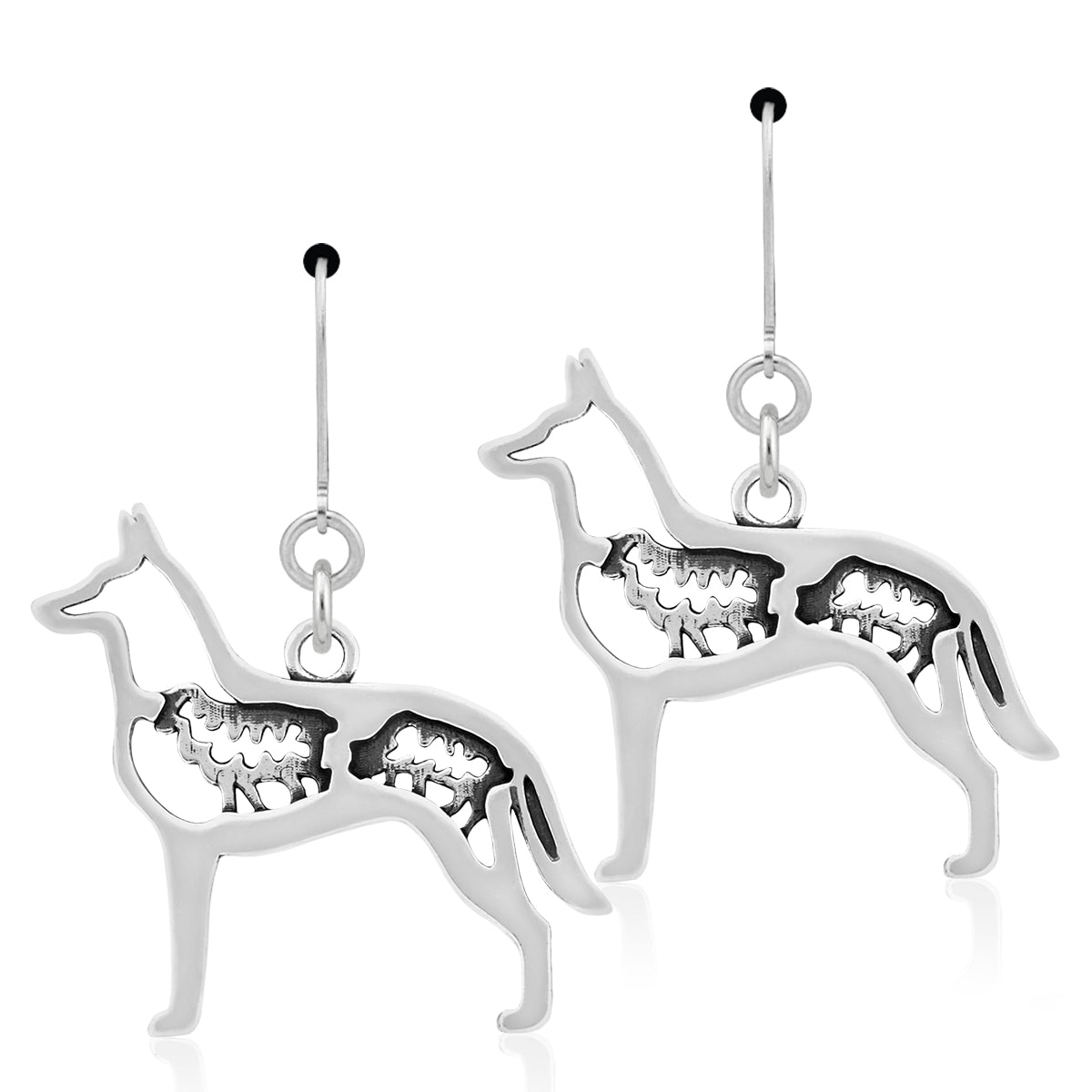Sterling Silver Belgian Malinois Earrings