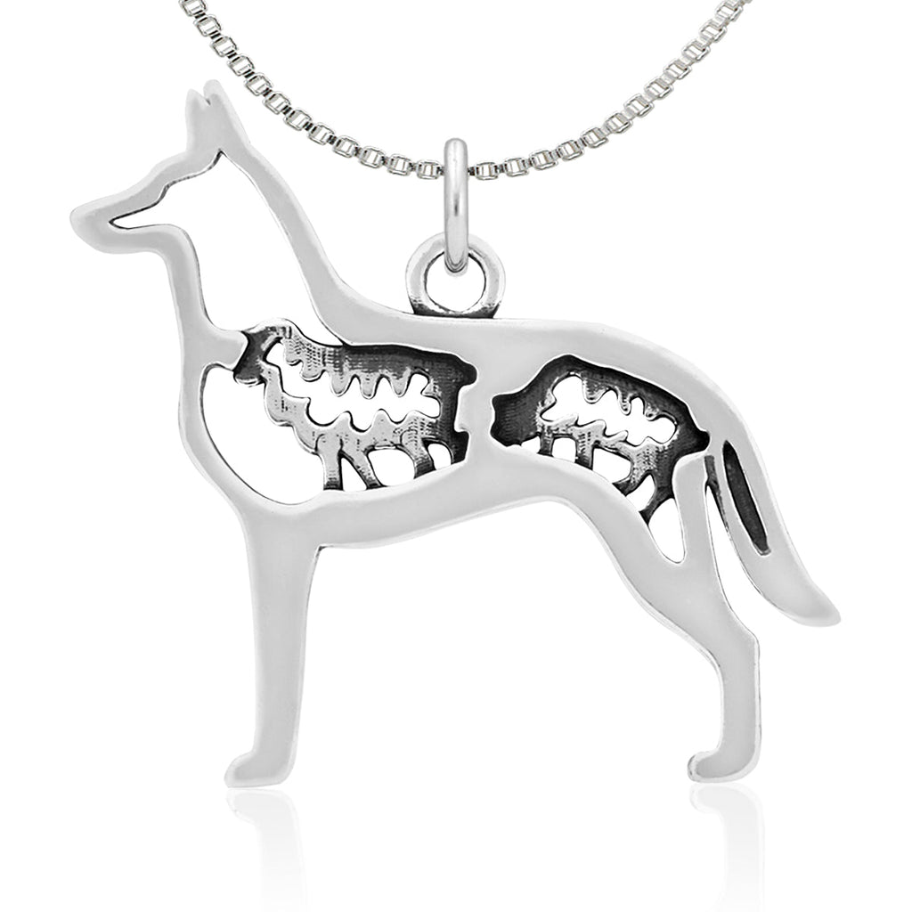 Sterling Silver Belgian Malinois Necklace Jewelry