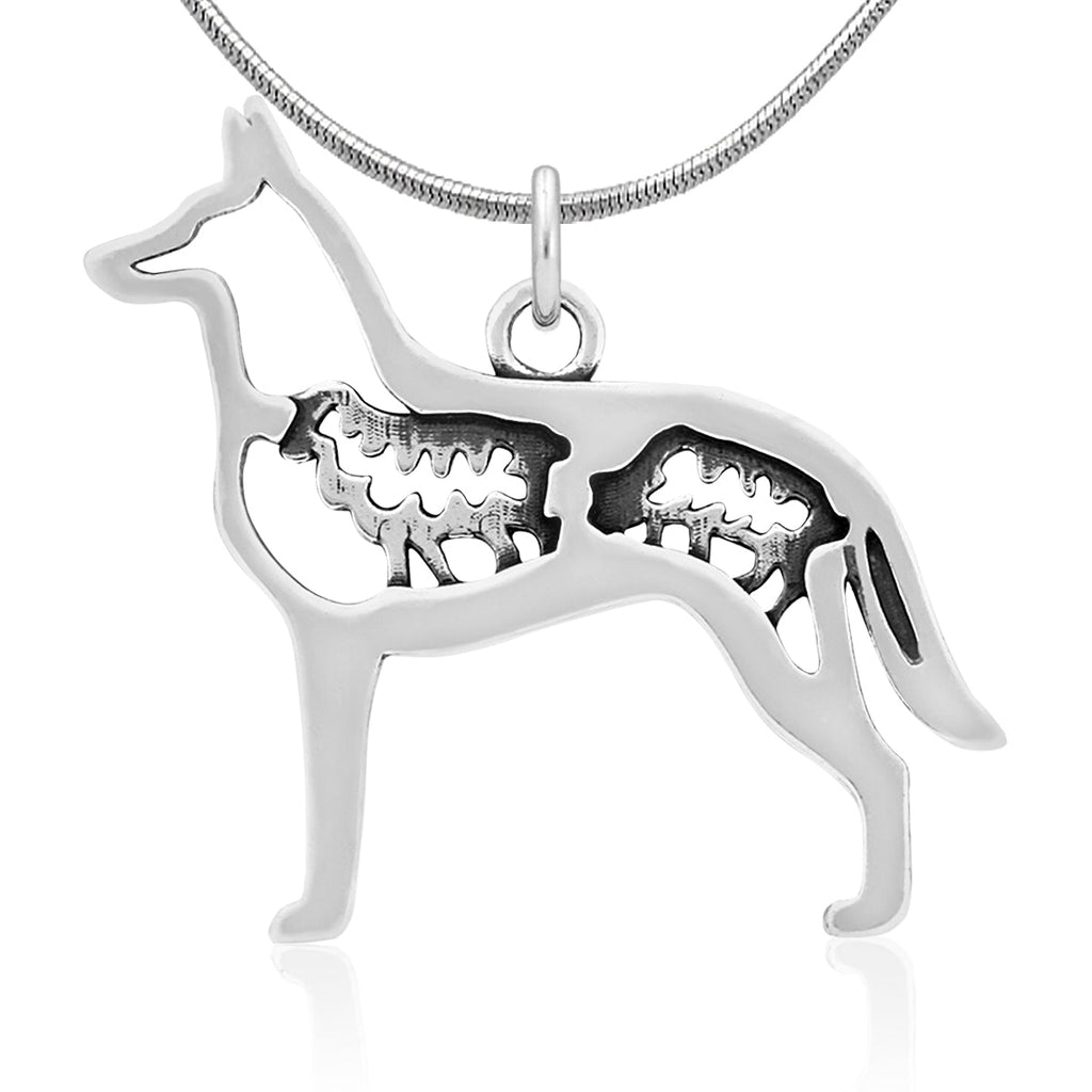 Sterling Silver Belgian Malinois Necklace Jewelry