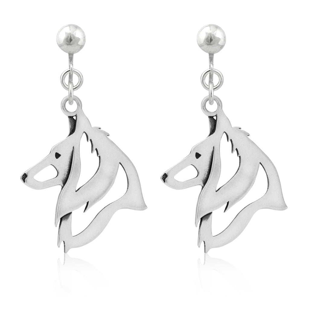 Belgian Sheepdog Earrings in Sterling Silver