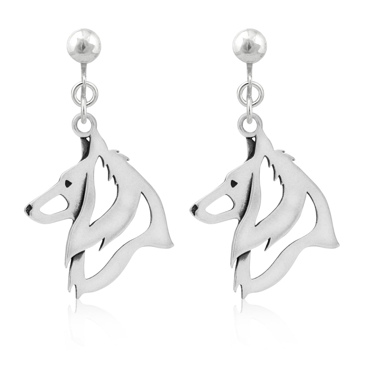 Belgian Sheepdog Earrings in Sterling Silver