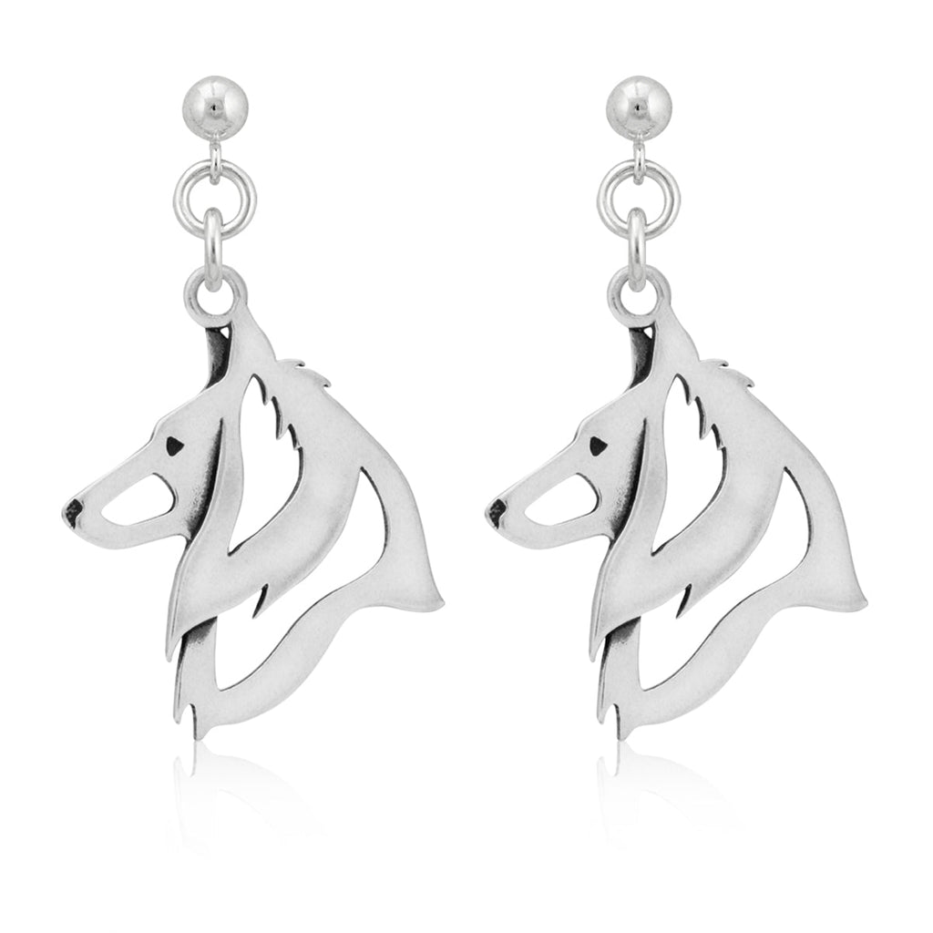 Belgian Sheepdog Earrings in Sterling Silver