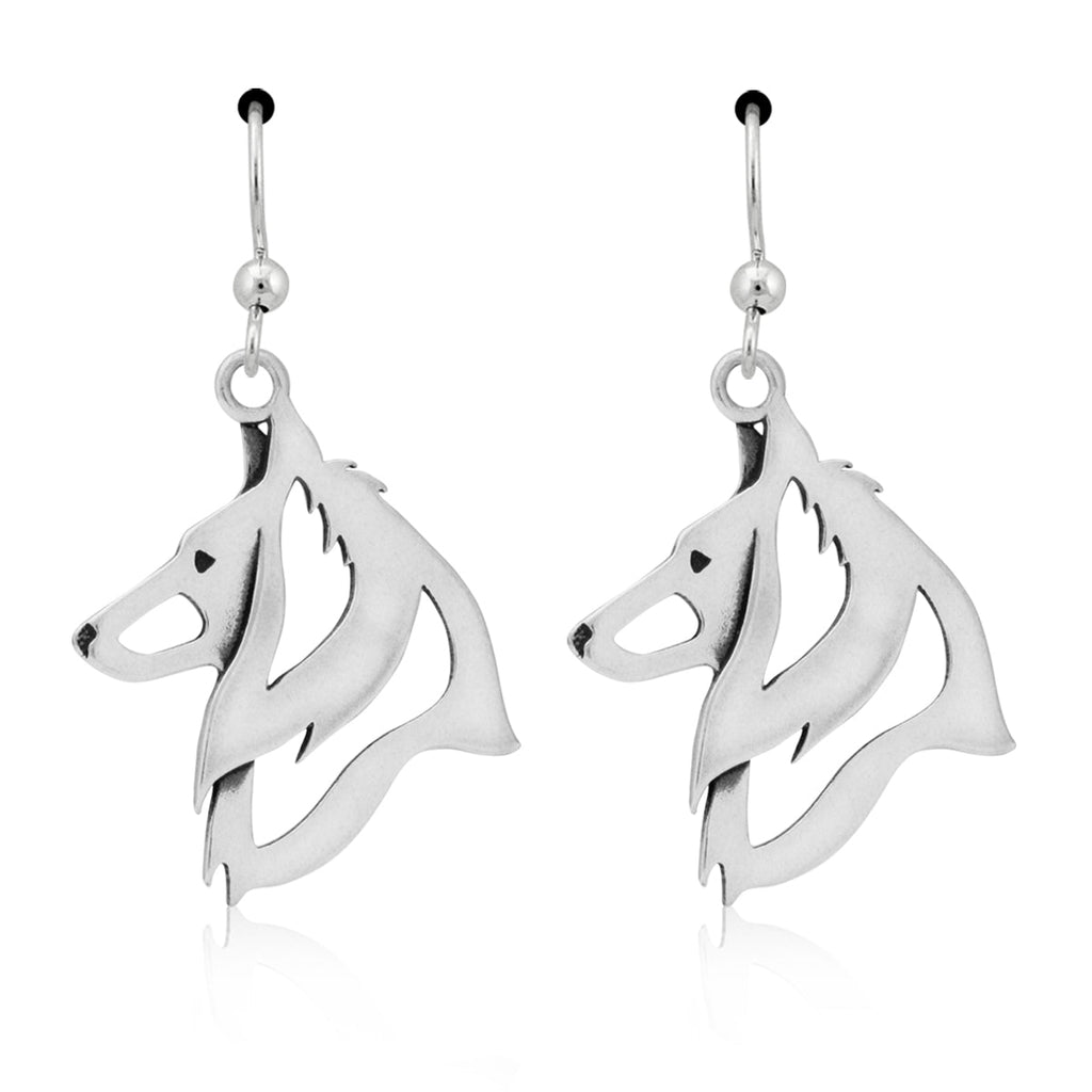 Belgian Sheepdog Earrings in Sterling Silver