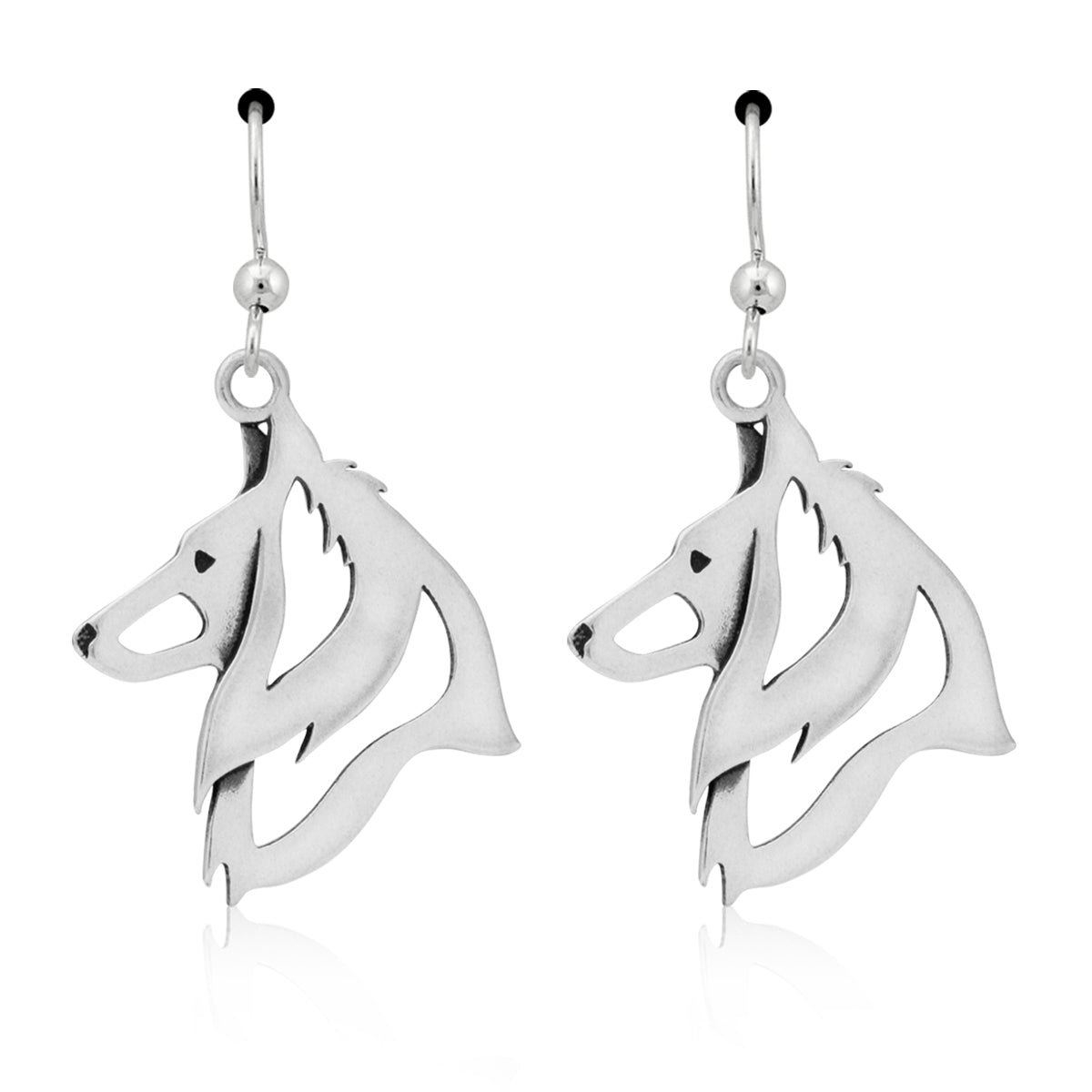 Belgian Sheepdog Earrings in Sterling Silver