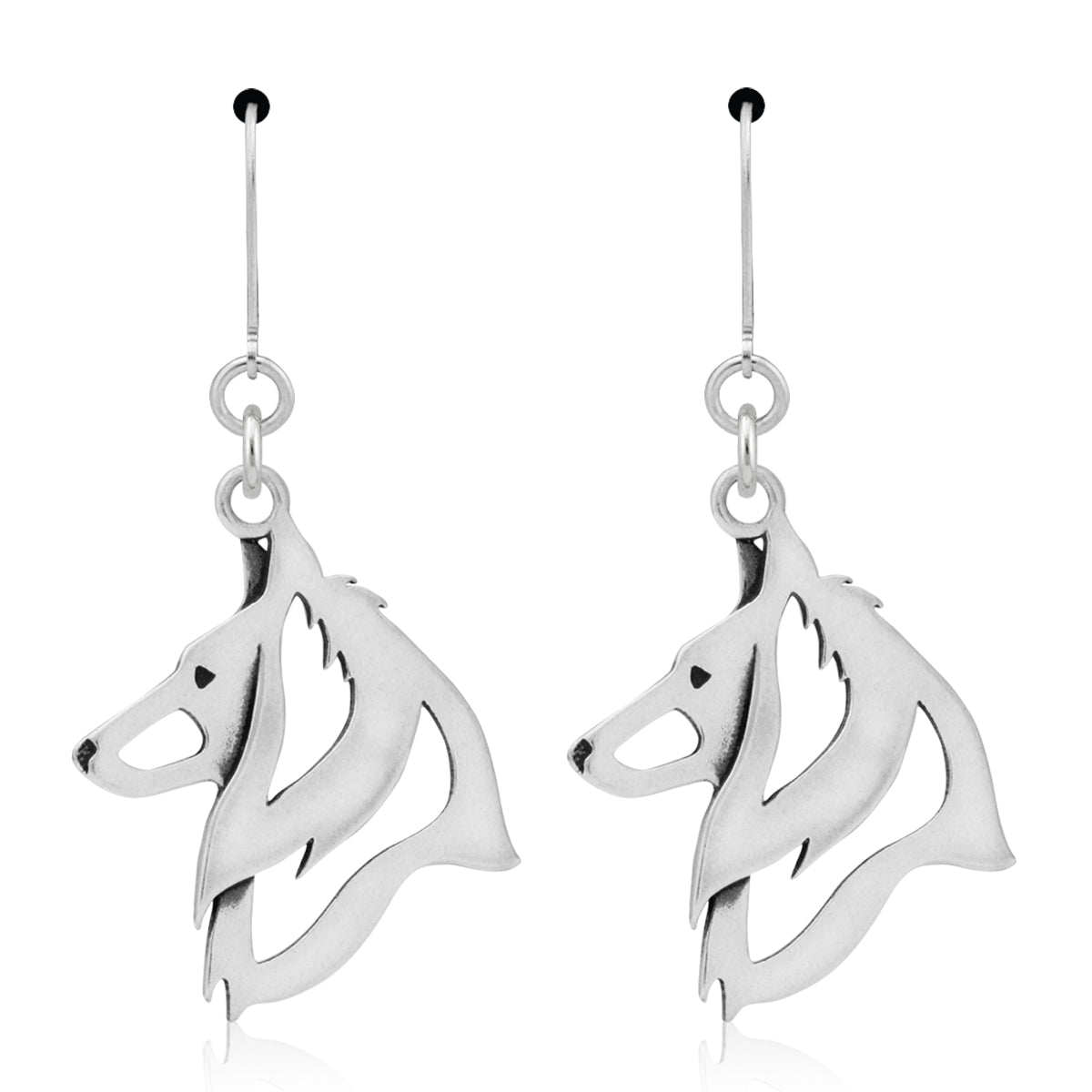 Belgian Sheepdog Earrings in Sterling Silver
