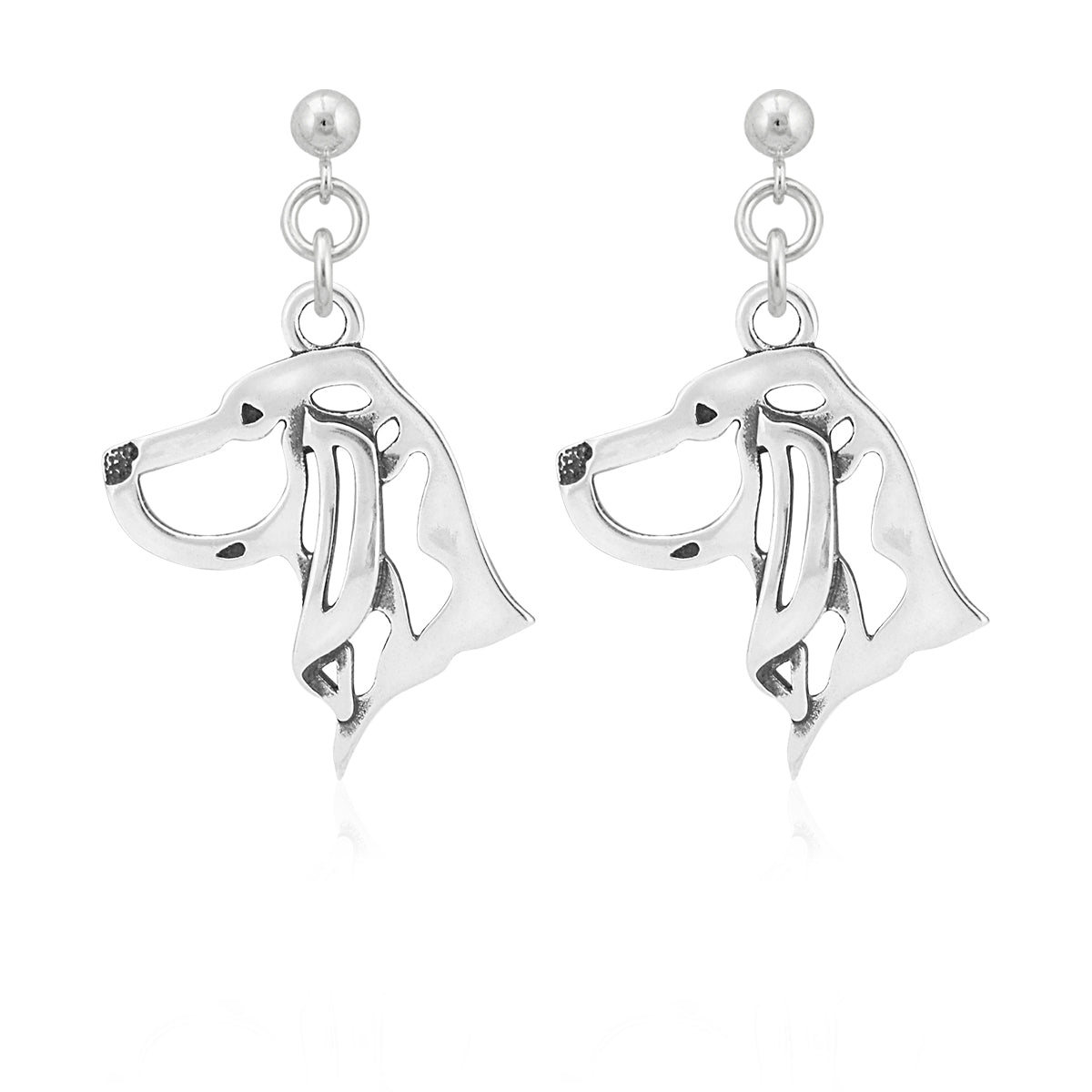 Black and Tan Coonhound Earrings in Sterling Silver