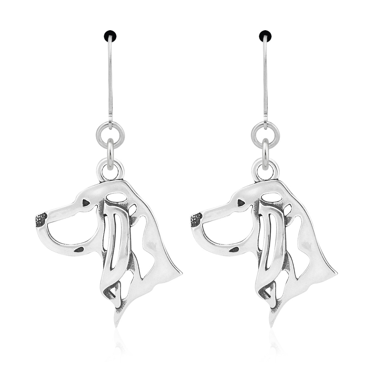 Black and Tan Coonhound Earrings in Sterling Silver