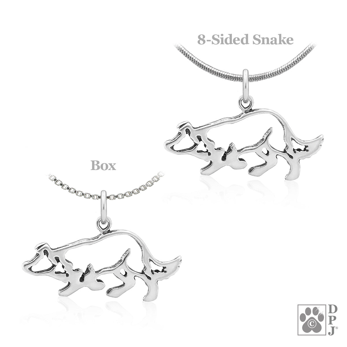 Sterling Silver Border Collie Necklace Pendant