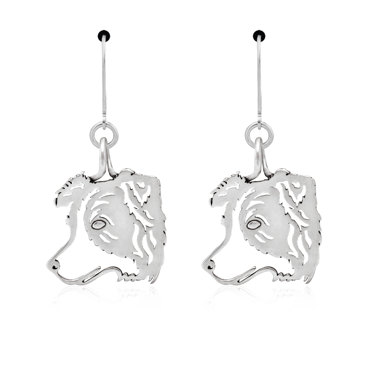 Border Collie Earrings in Sterling Silver