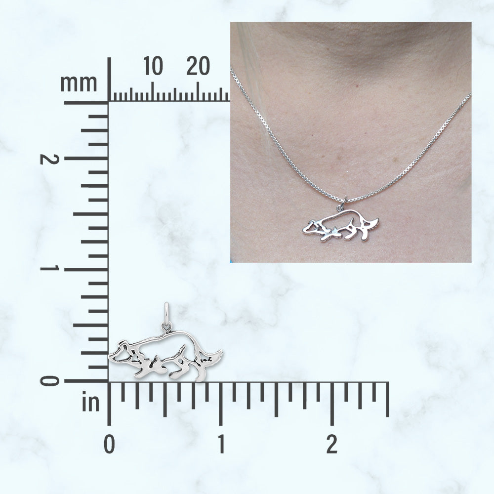 Sterling Silver Border Collie Necklace Pendant