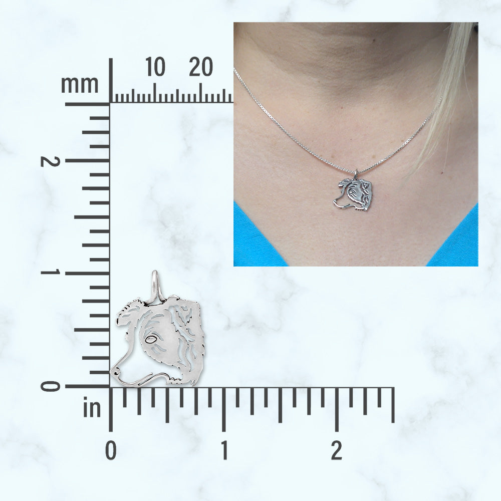Border Collie Necklace in Sterling Silver