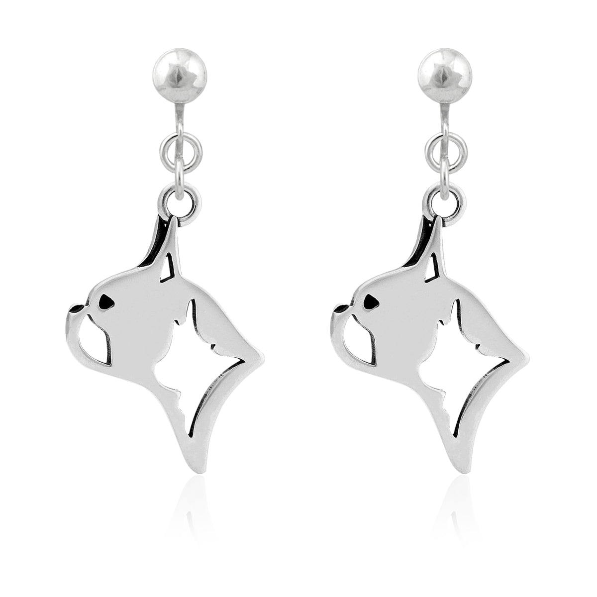Boston Terrier Earrings in Sterling Silver