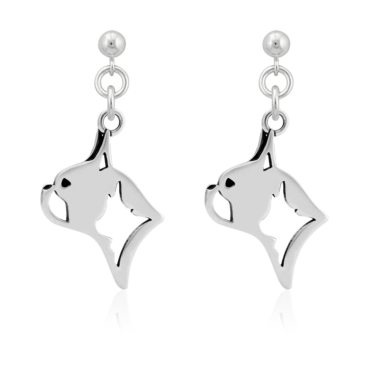Boston Terrier Earrings in Sterling Silver