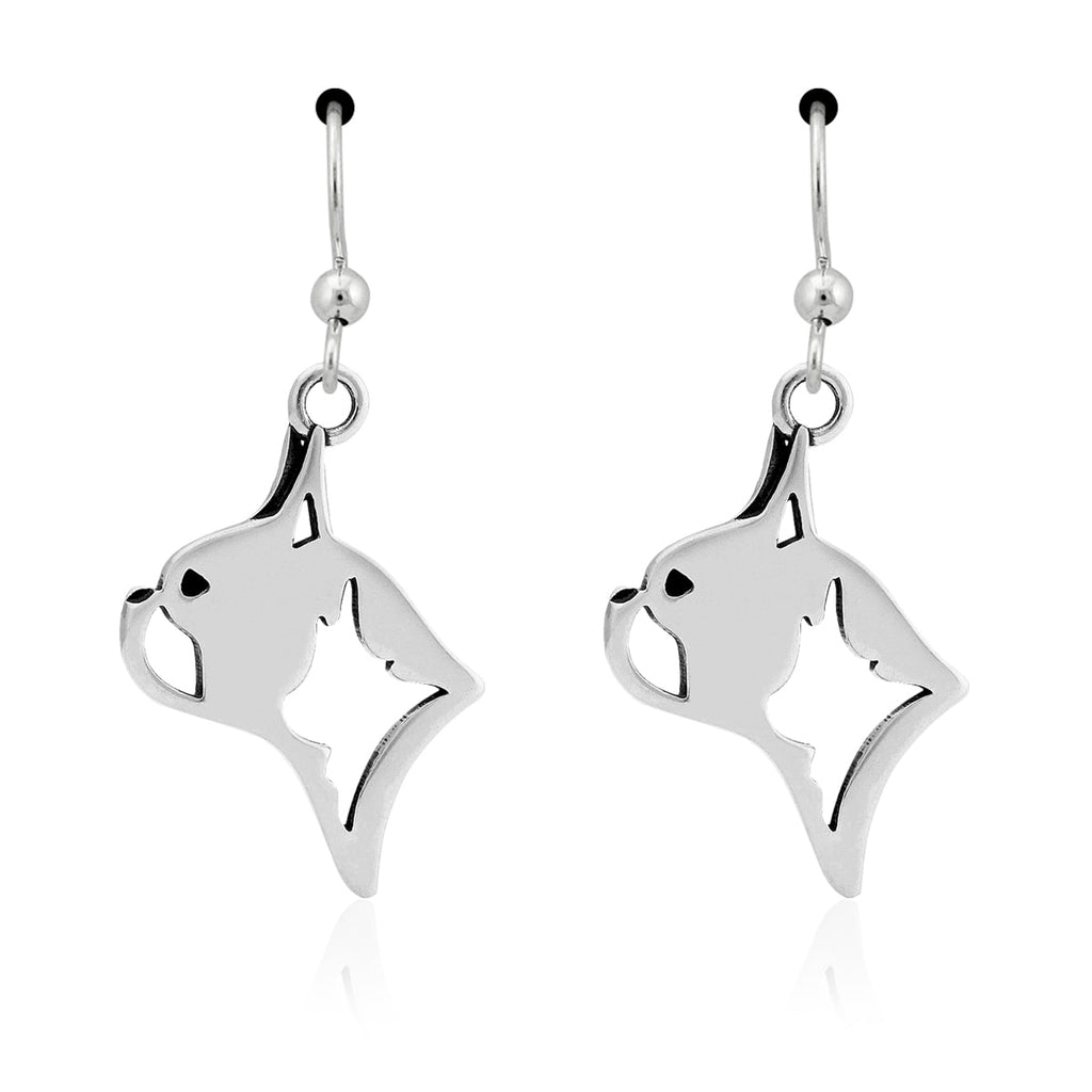 Boston Terrier Earrings in Sterling Silver