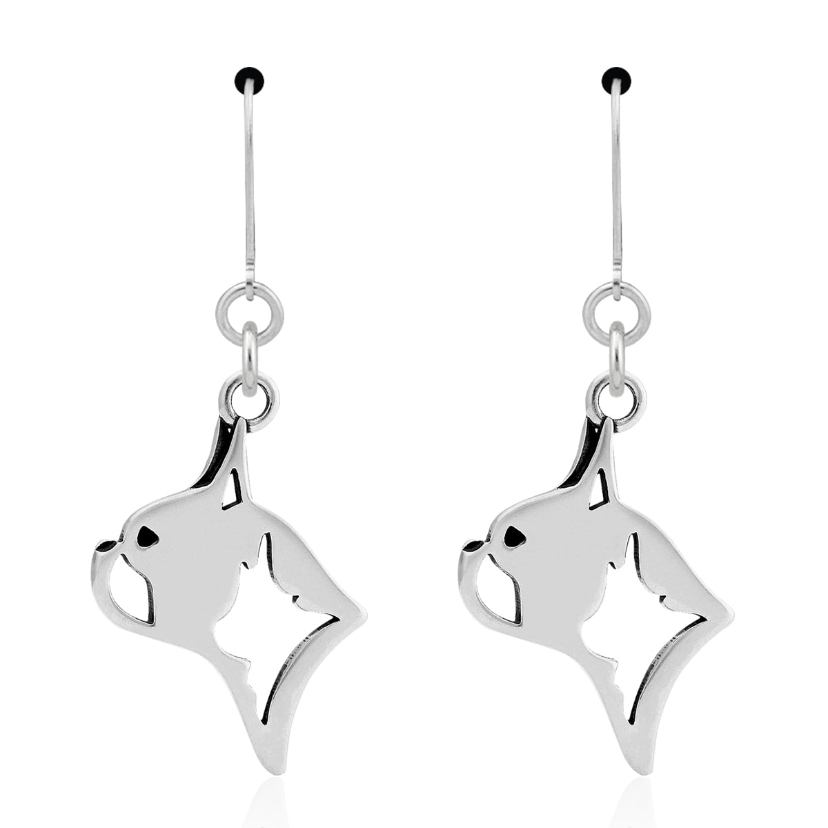 Boston Terrier Earrings in Sterling Silver