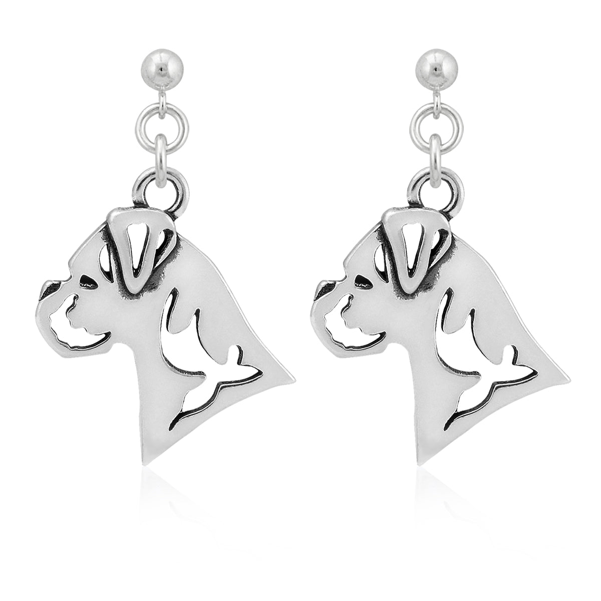 Boxer Earrings in Sterling Silver, Natural Ears