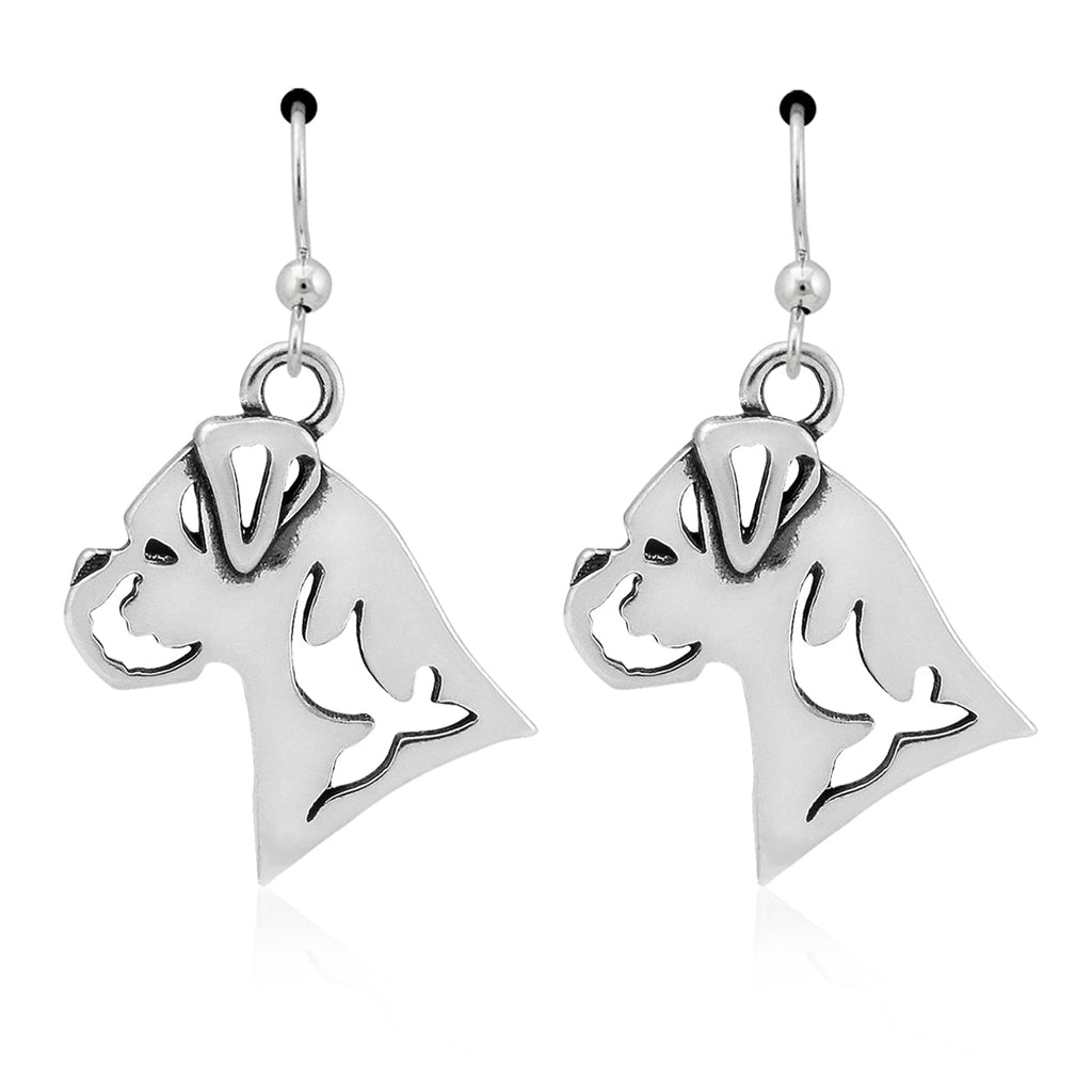 Boxer Earrings in Sterling Silver, Natural Ears