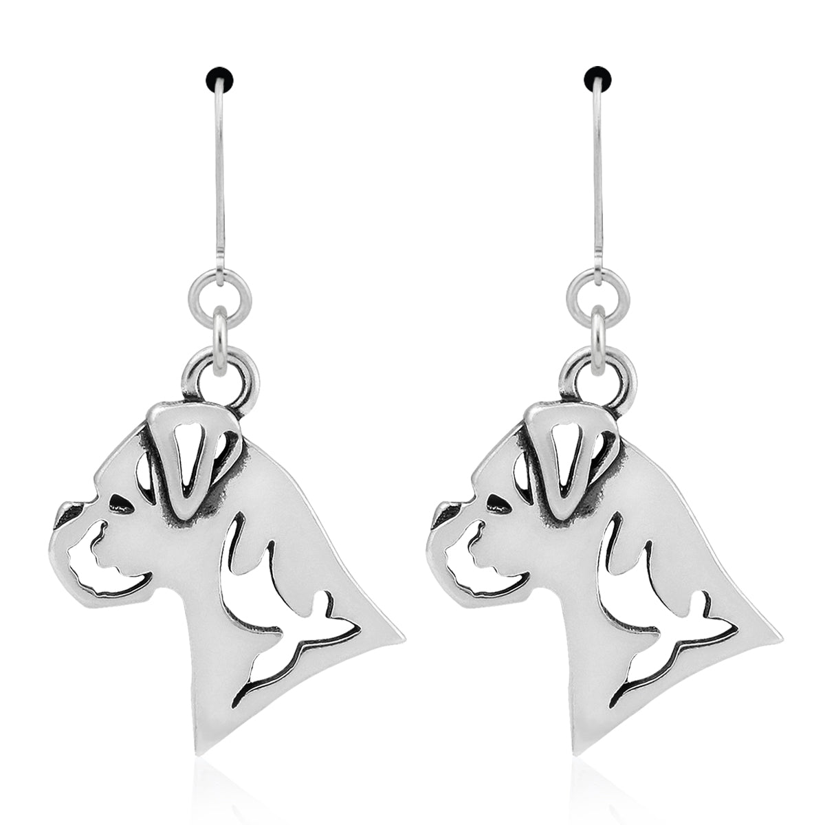 Boxer Earrings in Sterling Silver, Natural Ears