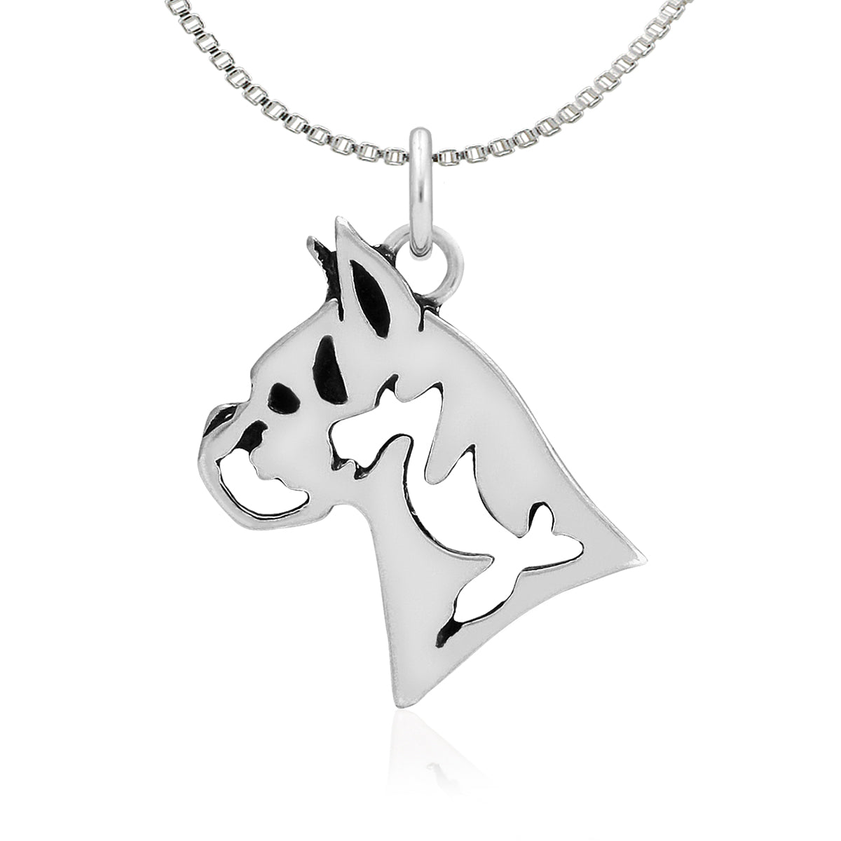 Boxer Necklace in Sterling Silver, Cropped Ears