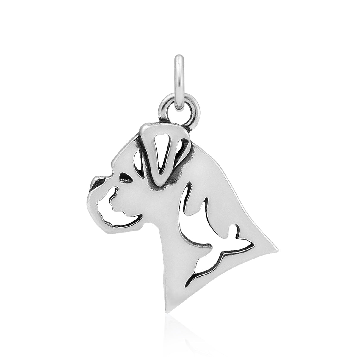 Boxer Necklace in Sterling Silver, Natural Ears