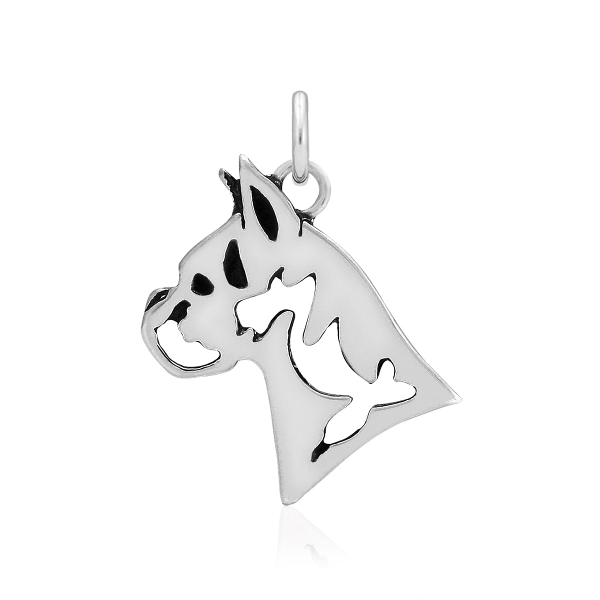 Boxer Necklace in Sterling Silver, Cropped Ears