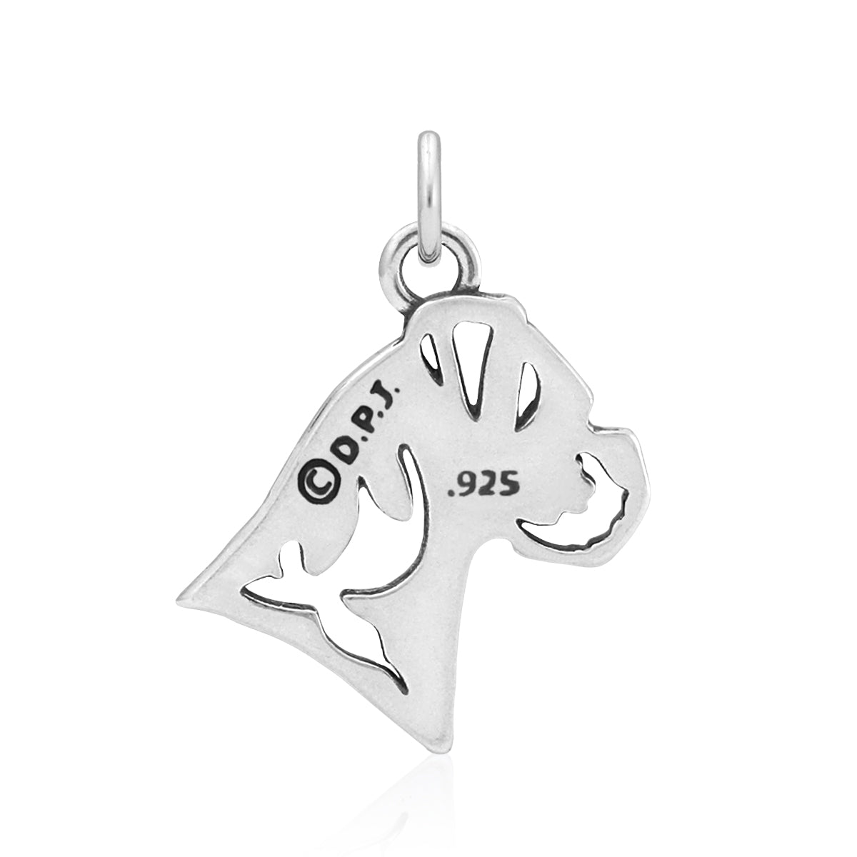 Boxer Necklace in Sterling Silver, Natural Ears