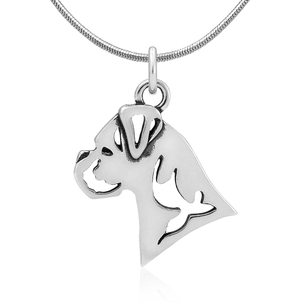 Boxer Necklace in Sterling Silver, Natural Ears